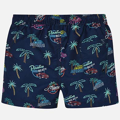 Patterned swim trunks